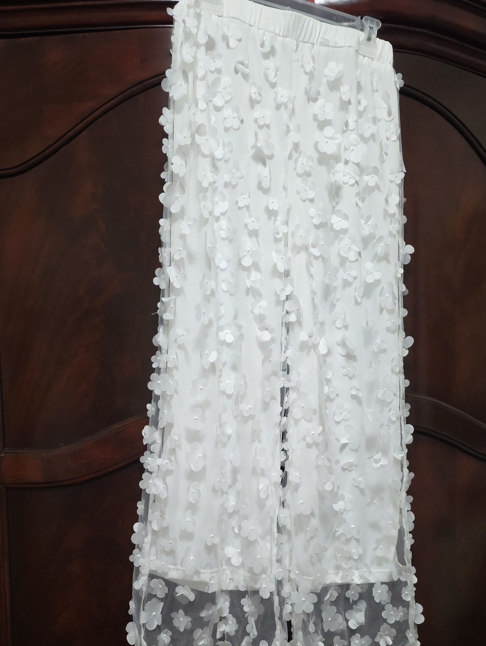 White Floral Appliqué Pants